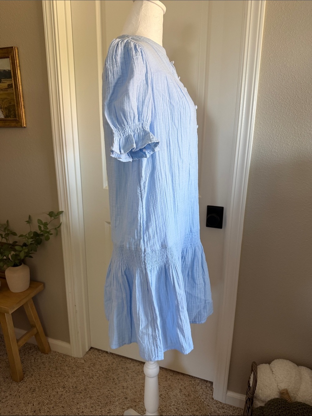 Time and Tru Denim Blue Low Waist Cotton Gauze Feel Summer Dress Size XS 0 2 - Picture 4 of 11